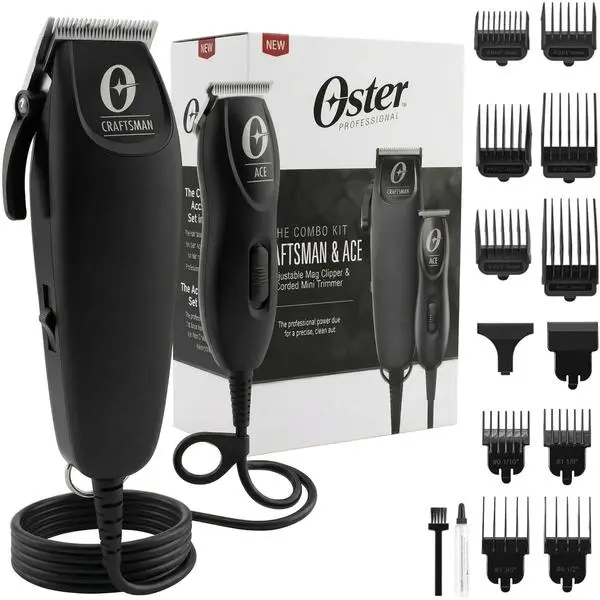High-Performance Magnetic Clipper and Precision T-Blade Mini Trimmer Combo with 11 Guards for Luxury At-Home Barber Quality Classic High Octane Grooming