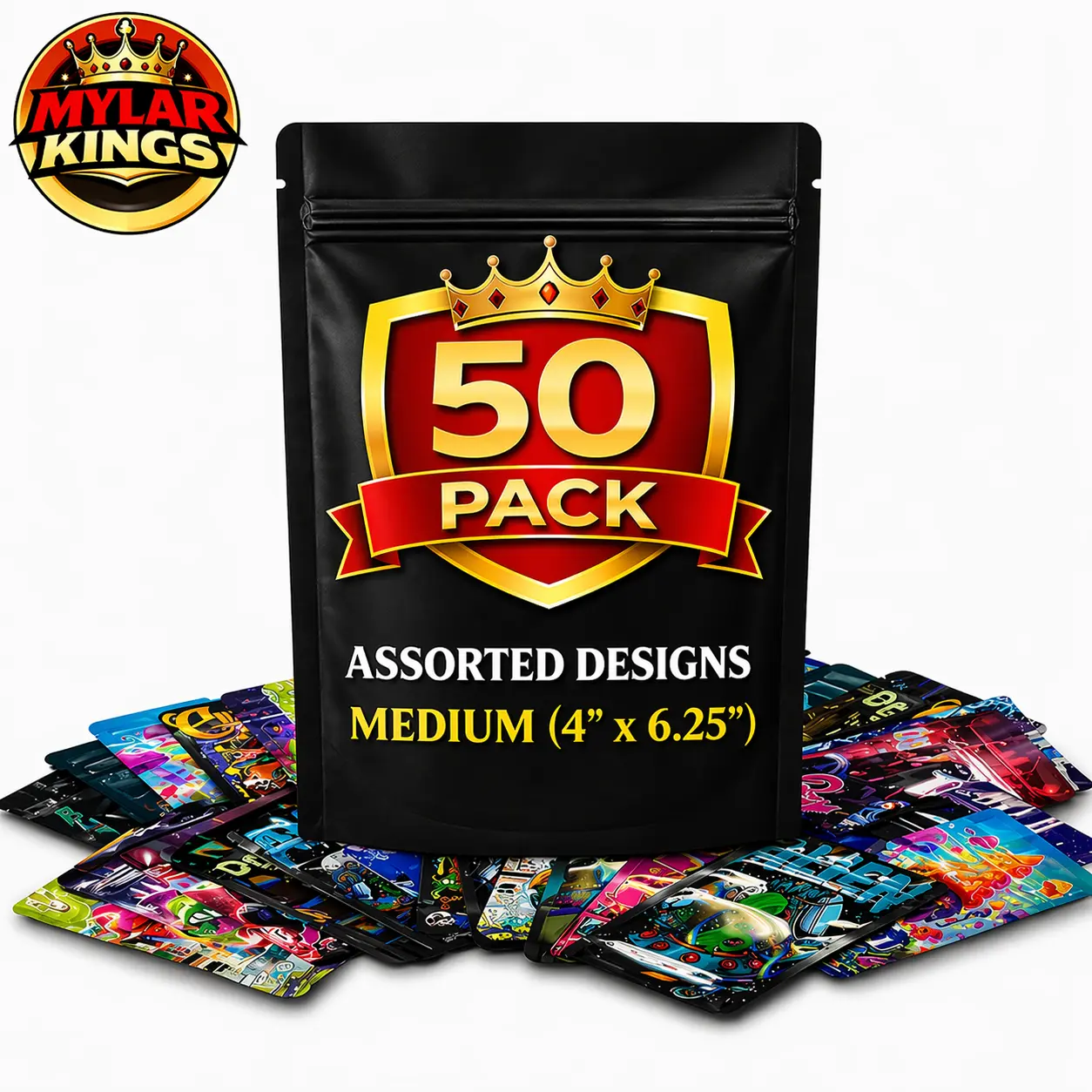 50 Pack Medium 4in x 6.25in Organizer Bags Bundle Assorted Designs