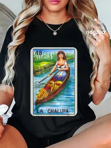 100% Cotton La Chalupa Card Mexican Lottery Card T-Shirt