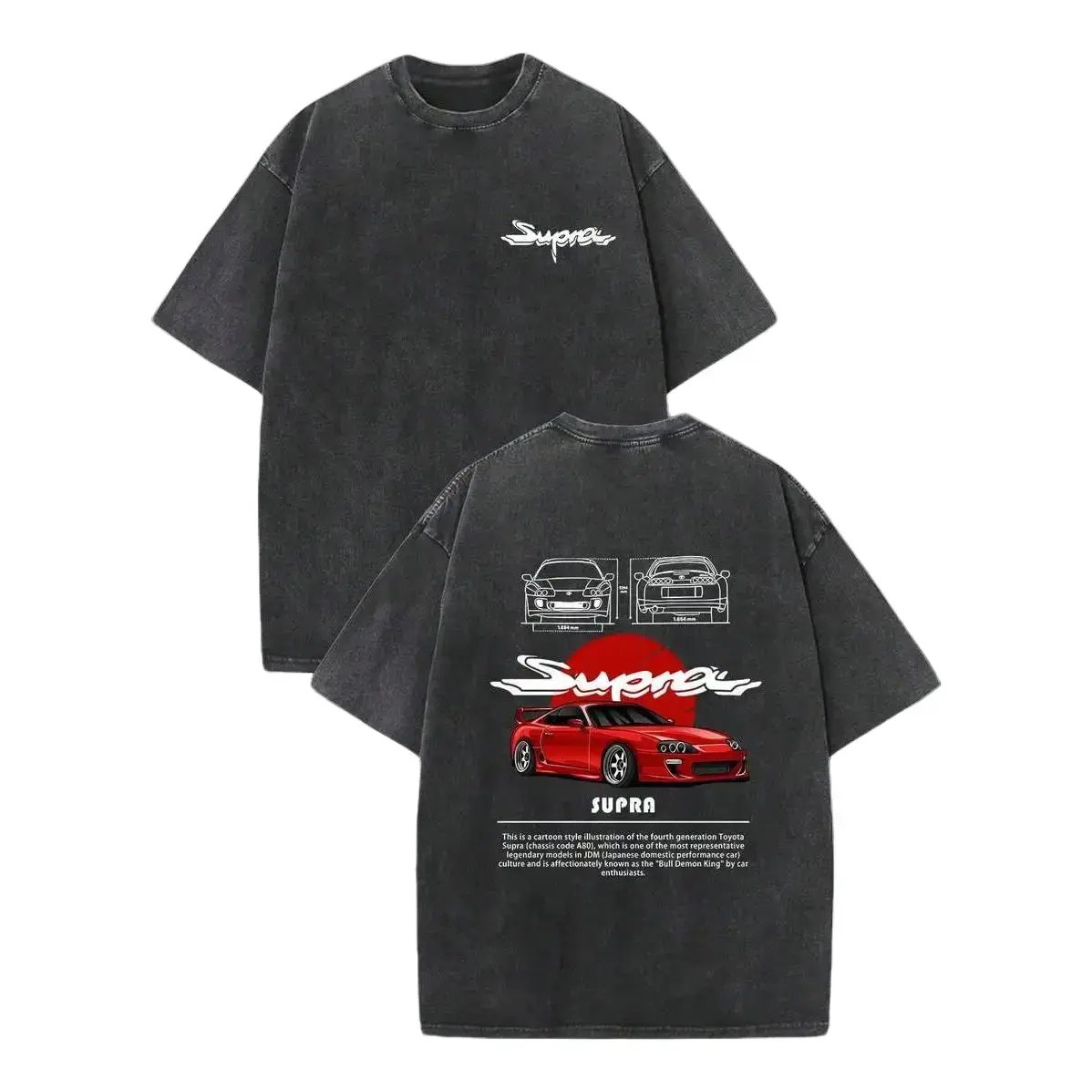 Vintage Graphic T-Shirt for Men, Retro Supra A80 JDM Car Print, Heavyweight 230gsm 100% Cotton, Oversized Soft Washed Short-Sleeve Streetwear Apparel, Shortsleeve, Fashion Apparel, Men's T Shirts, Good Graphic Tees, Tops, Classic, Menswear, Seamless, Roun