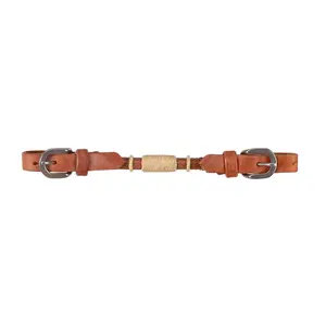 Argentina Cow Leather Rolled Curb Strap with Rawhide - Harness