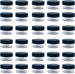 30 Pcs Sample Containers, 10 Gram Mini Sample Jars for Cosmetic, Eye shadow, Black Lid