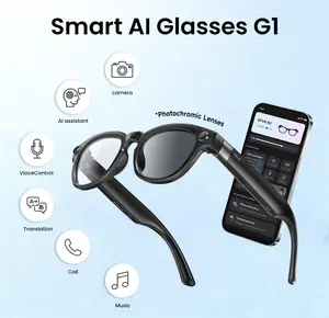 DPVR Smart AI Glasses G1 - Wearable Smart Glasses with 141-Language Translation, Smart Image Recognition, 1080p Offline Video Recording for Everyday Moments, Photochromic Lenses, Never Miss a Great Moment Again camera bluetooth