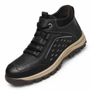YANXIANSHOES Men's New Fashion Mid-top Lace-up Slip Resistant Leather Casual Shoes, Outdoor Hiking Boots, Slip Resistant Shoes