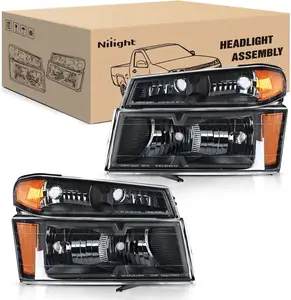 Nilight Headlights Assembly for 2004-2012 Chevy Colorado,GMC Canyon 2004 2005 2006 2007 2008 2009 2010 2011 2012, Headlamp Black Housing