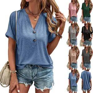 VVZ 2026 Women's New Summer Solid-Color Short-Sleeve Button-Down Top Loose-Fit Top, Commuter Style
