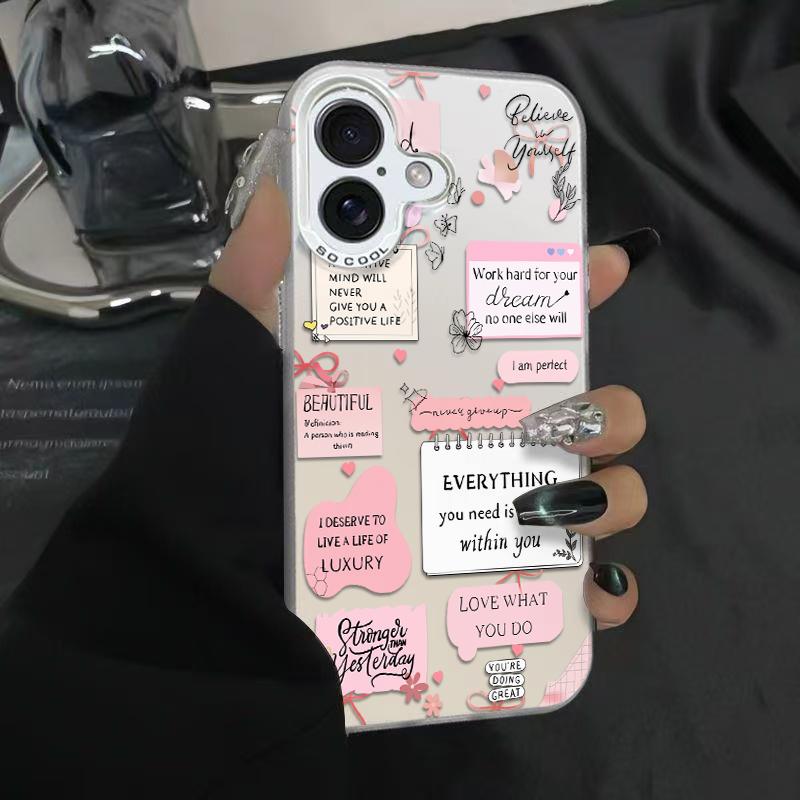 Pink Style Growth Quotes Phone Case Durable Hard Acrylic Back Case With An Anti-Yellowing Coating, Made From High-Quality Designed For Reliable Drop Protection For Your Phone For iPhone 17.16.15.14.13.12.11.X.XS.XSMAX.XR.8.7