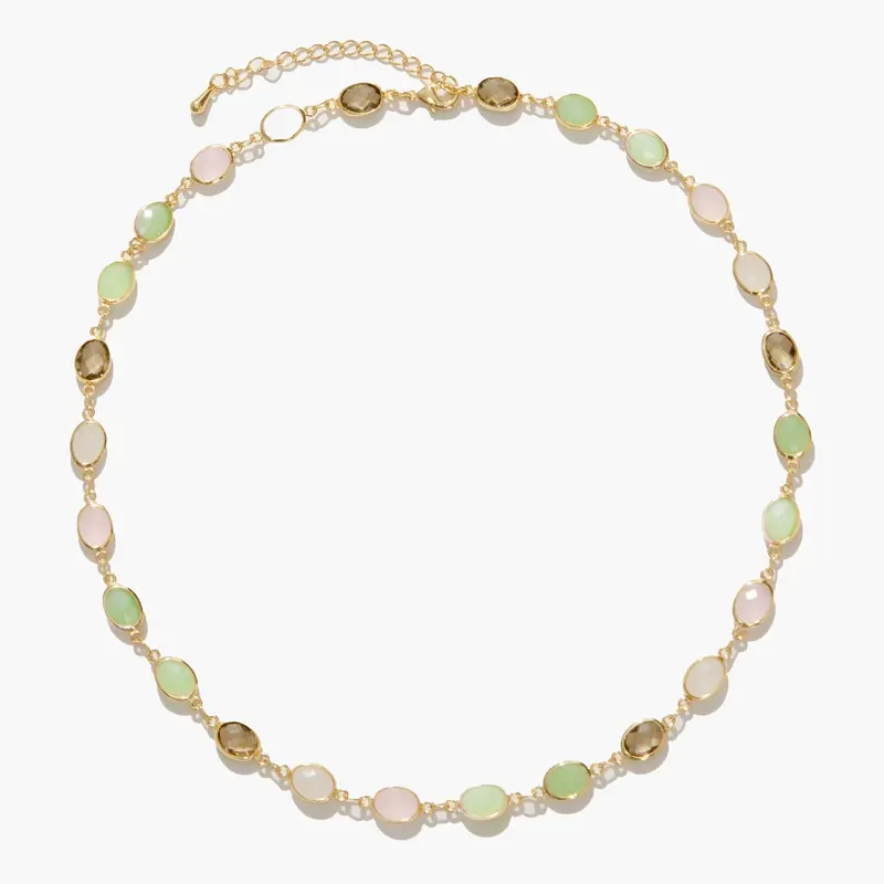 en route 18K Gold Plated Whimsical Romance Stone Necklace, Elegant Morandi-inspired Jewelry, Versatile Everyday Piece for Casual Outfits, Layering or Set Styling