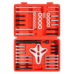 46Pcs Heavy-Duty Harmonic Balancer Puller Set Reinforced Automotive Repair Tool Kit for Steering Wheel Flywheel Crankshaft Pulley with 4-Yoke Groove Chuck and Wide Compatibility
