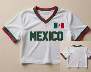 Mexico Soccer WC 2026 Inspired Cropped Jersey for Women – Sporty Game Day Streetwear Top