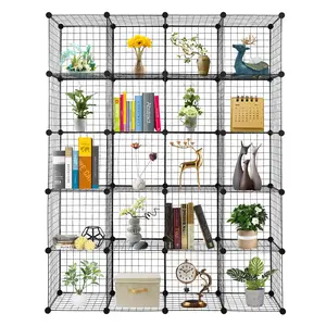20-Cube Organizer Cube Storage Storage Shelves Wire Cube Storage Origami Shelves Metal Grid Multifunction Shelving Unit Modular Cubbies Organizer Bookcase Household Plastic