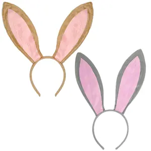 Funcredible BunnyHHLolaBugs Funcredible Easter Bunny Ears Headband - Velvet Rabbit Ears - Bunny Cosplay Costume Accessories - 2 Pack Bendable Bunny Ears (Gray and Brown)