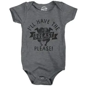 Ill Have The Breast Please Baby Bodysuit Funny Breast Feeding Turkey Dinner Joke Jumper for Infants Funny Baby Onesies Food Clothes for Baby Funny Sarcastic Onesie Novelty Onesie Dark Grey