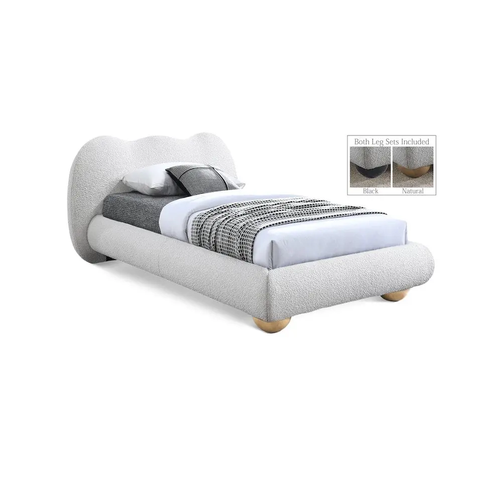 Hyde Cream Boucle Fabric Twin Bed