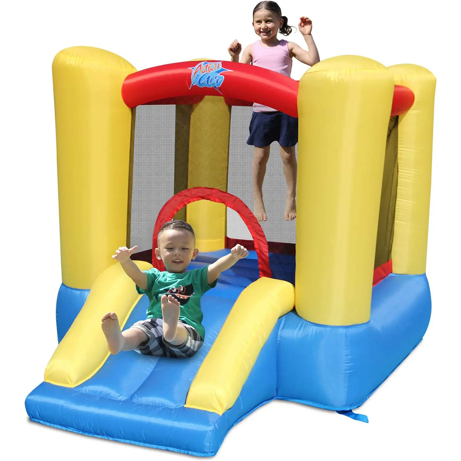 Action Air Bounce House, Inflatable Bouncy Castle with Blower for Indoor/Outdoor, 85x61x55 Inch Bouncer for Kids Age 3-4