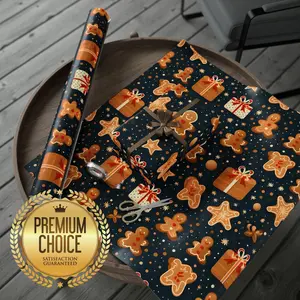 Humourous AI made Headless Gingerbread Christmas Holiday Winter Wrapping Paper | Gingerbread House Themed Christmas Gift Wrap