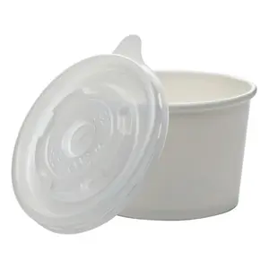 50pack 8 oz. White Paper Food Cup with Vented Plastic Lid Insulated for Hot & Cold Foods Oil Moisture Resistant Leakproof Soup Cup