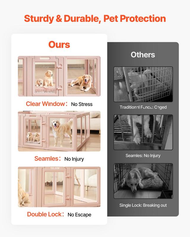 Dog Whelping Box With Window Transparent Playpen For X-Large Dogs 60x59x23 Inches Durable Steel Frame Safe Non-Toxic Materials Anti-Chew Panels Easy Assembly Indoor Outdoor Use Portable Pet Pen Ideal For Puppies And Training