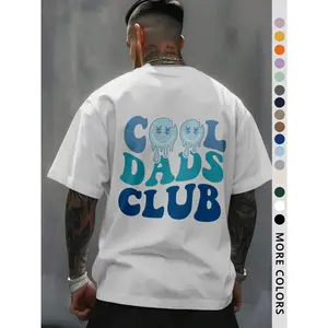 Men's Regular Fit Cool Dads Club Figure Print Round Neck Tee, Casual Short Sleeve Crew Neck T-shirt for Daily Wear, Fashion Men's Top for All Seasons, Tropical, Casual Style Tee,Men's Solid Color Crewneck Tee for Gym & Casual