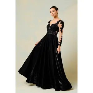 Long Sleeve Lace Ball Gown Prom Dress 2026 – Illusion Sleeve Formal Dress with Pockets - SITR77439