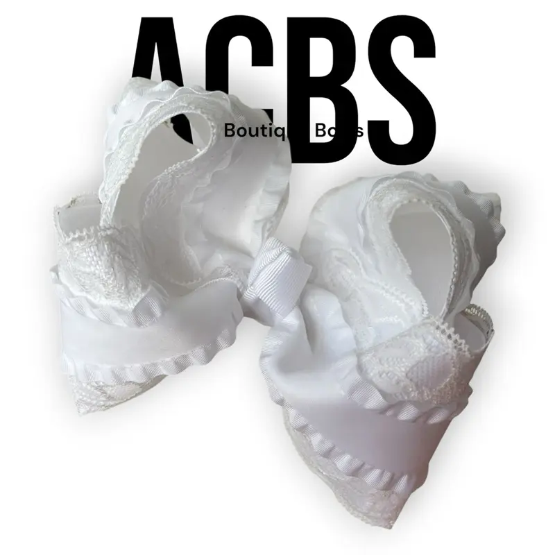 Hair Clips, Boutique Bows White