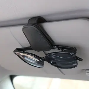 Fashion Car Eyeglass Holder, Magnetic Leather Sun Visor Glasses Clip, Car Phone Mount, Cup Holder, Window Storage, PU Leather