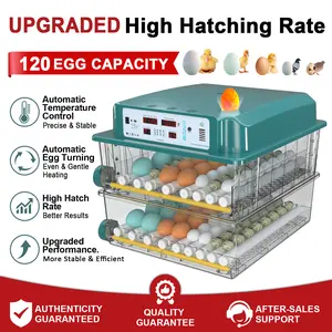 Upgraded 120-Egg Incubator for Poultry, High Hatching Rate Guarantee, Fully Automatic Egg Turner, Precise Temperature Control