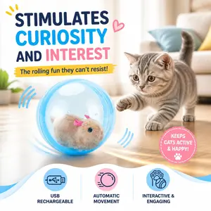 Boredom Buster Smart Cat Toy  USB Rechargeable Auto-Rolling Ball with Mouse Hands-Free Play for Indoor Cats