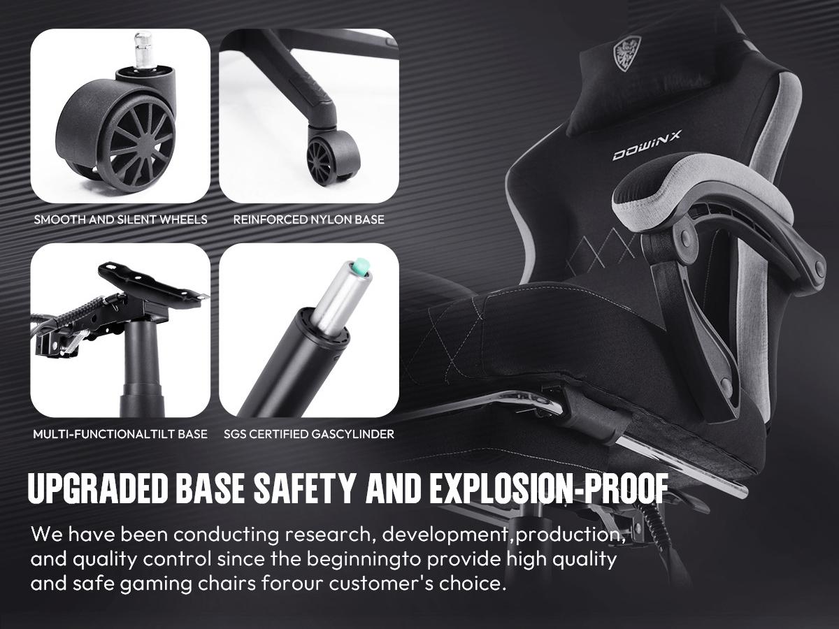 Dowinx Fabric Gaming Chair, Ergonomic Computer Chair with Footrest and Pocket Spring Cushion, Height Adjustable Video Gamer Chair with Lumbar Support for Adults