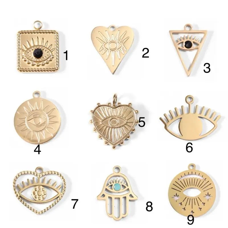 Evil Eye Charms, Stainless Steel Protective Amulets for Keychains, Bags, Jewelry Making Supplies