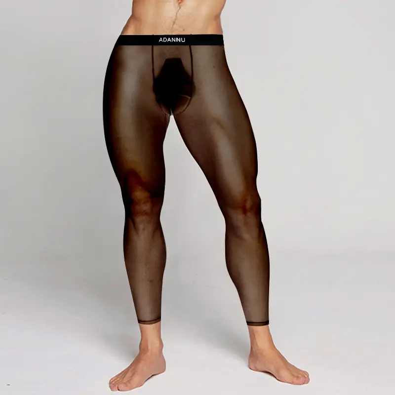 Sheer Men's Thermal Ultra-Thin Base Layer 9/10 Length Pants, Quick-Drying, Seamless, High Stretch, Sports Running Leggings for Men Casual Activewear
