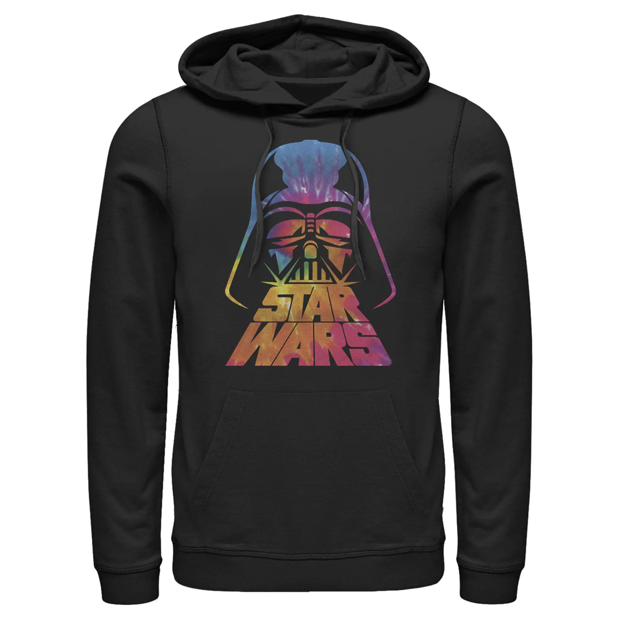 Men's Stylish Star Wars: A New Hope Darth Vader Logo Tie-Dye Graphic Hoodie, Menswear Top, Comfortable Pull-Over Sweatshirt, Galaxy, Sweatshirts
