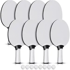 8 Pieces Professional Table Tennis Paddles Kit, Portable Composite Rubber Rackets Set with 8 Balls for Indoor and Outdoor Use
