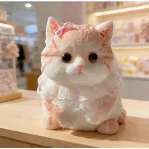 Dreamy Pink Cat Squishy with Bow Cute Stress Relief Toy, Great Gift for Cat Owners