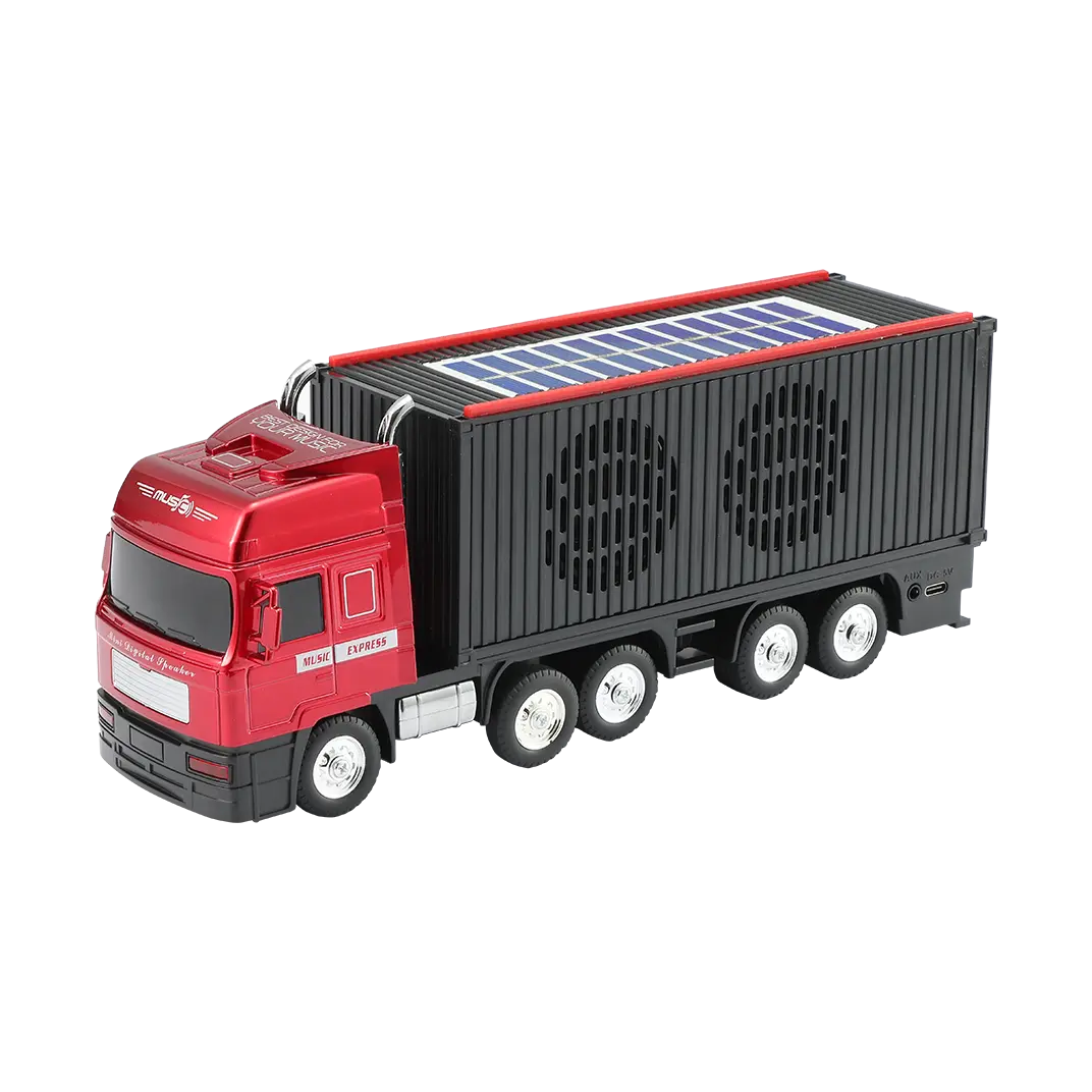 WSTER WS-691 Portable Solar-Powered Truck Model Bluetooth Speaker, Audio Device with USB Support, Container-Style Desktop Ornament & Gift for Vehicle Enthusiasts, Portable Speakers
