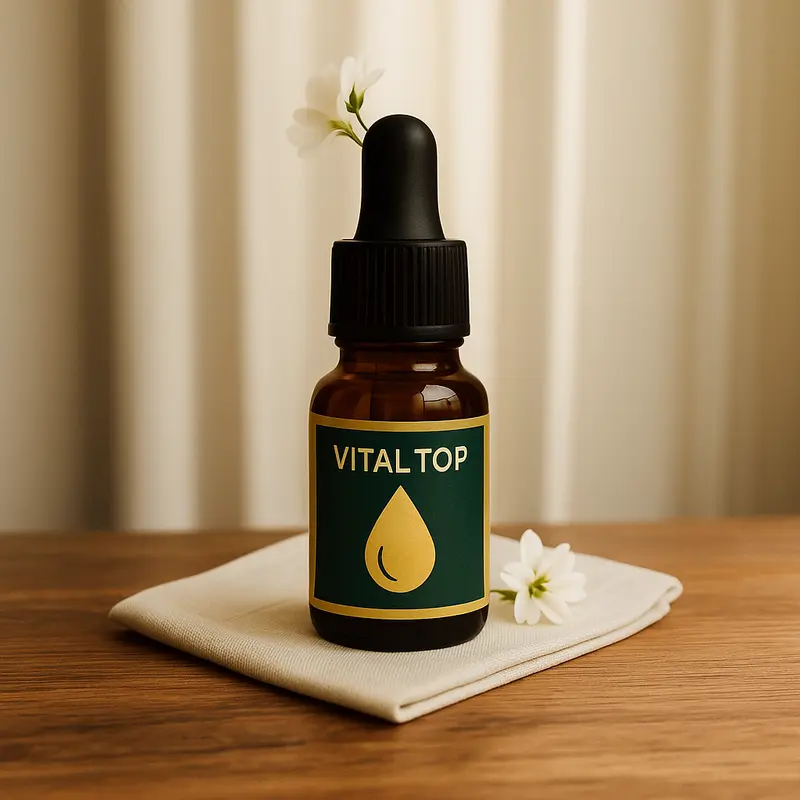 Vital Top Vitality Oil Boosting Formula for Men 10 ml Nourishing Jojoba Ginseng Body Care Blend Herbal Cosmetic Confidence Boosting Revitalizing