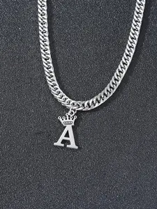 Unisex Street Style Crown Letter Pendant Necklace, Punk Style Chunky Chain Necklace, Fashionable Jewelry for Party & Daily Clothing Decoration, National Day Offers