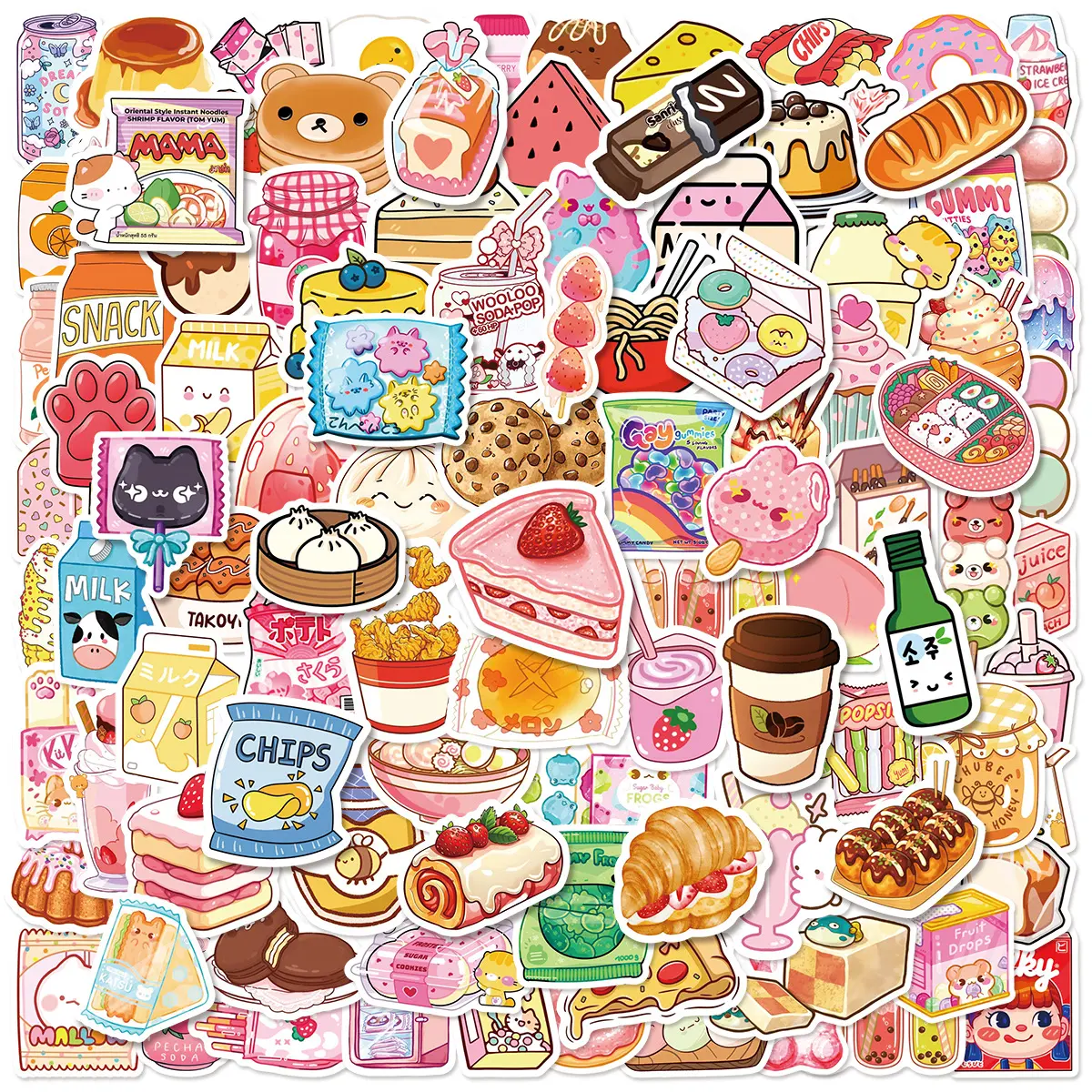 100Pcs Cute Snack Stickers, Decals Stickers, Faith-inspired designs with positive messages, perfect for journals, water bottles and cars. Decal for Cars for decor and gifts. #SnackStickers #CuteStickers #FaithStickers #PositiveVibes #DIYDecor #GiftIdeas