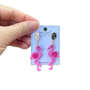Olalaclayco Handmade Polymer Clay Flamingo Earrings from Garage Sale Event 22272 Great Trail Sterling VA Unique Collectible Items