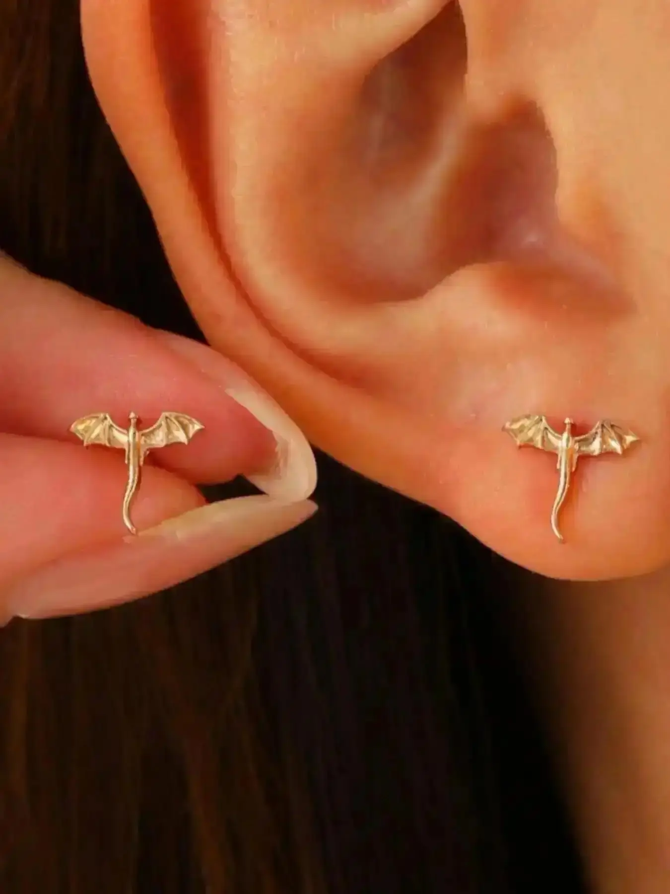 Dragon Design Stud Earrings, Fashionable Jewelry for Women, Daily Clothing Decor, Trendy All-match Exquisite Birthday Gift, Ear Studs Romantic Unique Stylish Luxury Engagement Promise Glamorous Timeless Her Band Fit