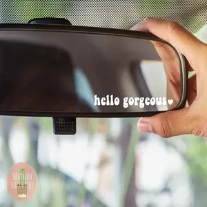 Beautiful Text Rear View Mirror Stickers Hello Beautiful Car Stickers Different Styles Glass Stickers Driving Fun Car Window Stickers