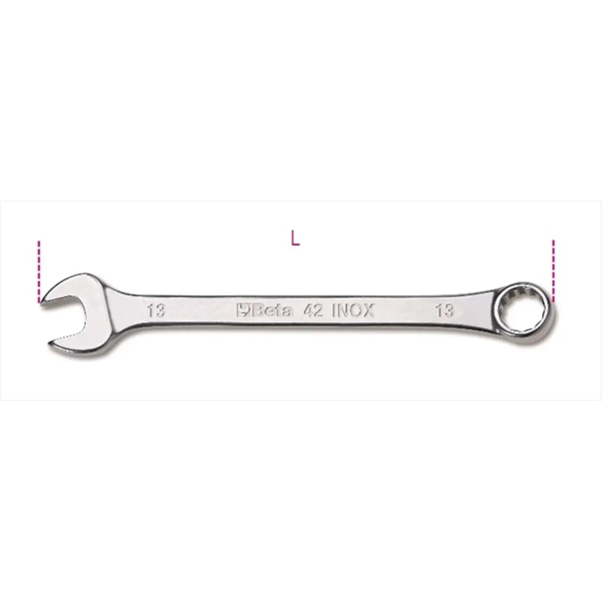 212 MAIN Beta Tools 42-INOX 15 mm Combination Wrench, Stainless Steel, Compact Head, Corrosion-Resistant Hand Tool
