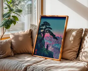 [UNFRAMED POSTER] Ukiyo-e Samurai Poster, a Japanese Warrior Art Print in Cyberpunk Style.