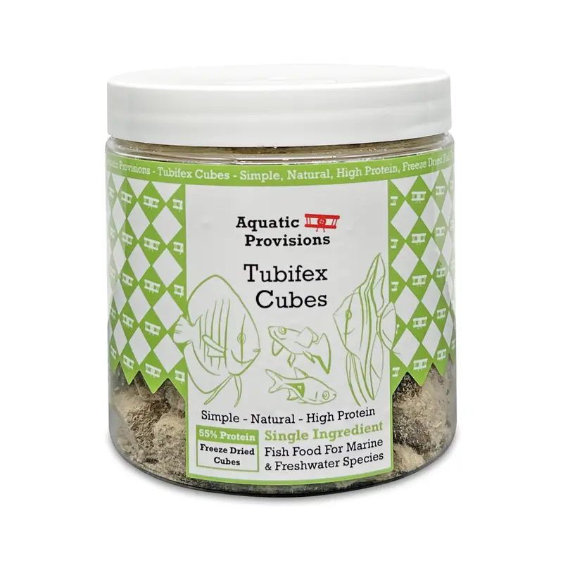 Tubifex Cubes, Freeze Dried Single ingredient Fish food High Protein Feeding Treat for Aquarium Fish