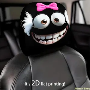 2-Pack Cute Cartoon Car Headrest Covers, Fun Designs for All Seasons, Perfect Halloween and Christmas Gift Ideas for Car Interiors, Cars, Car Interior Accessories