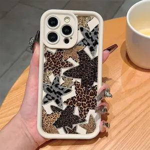 Fashion Leopard-pattern Phone Case, TPU Decorative Phone Protector Cover, Phone Accessories Compatible with iPhone 11 12 13 14 15 16 17 Pro Max/Pro/Plus