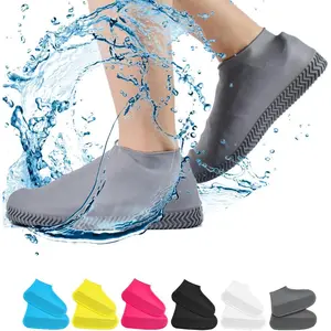 Waterproof Shoe Covers, Non-Slip Water Resistant Overshoes Silicone Rubber Rain Shoe Cover Protectors for Kids, Men, Women (Medium, Gray)