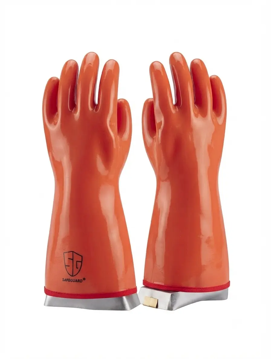 6 pack Safeguard Orange PVC Safety Gloves with Secure Fit and Durable Design for Industrial Use