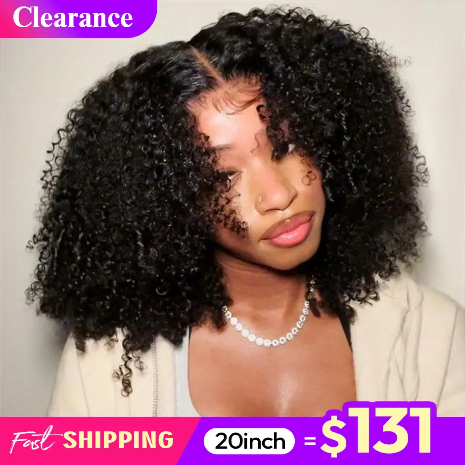 【Clearance】FORGIRL FOREVER Kinky Curly Wig 6x4 Wear Go Glueless Wig Pre Cut Lace Front Wig Kinky Curly Human Hair Wigs For Women