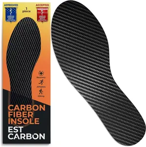 EstCarbon Carbon Fiber Insole Full Length - Rigid Foot Plate Shoe Insert for Turf Toe, Hallux Rigidus, Morton's Extension, Flat Feet and Foot Recovery - Single Piece for Men and Women